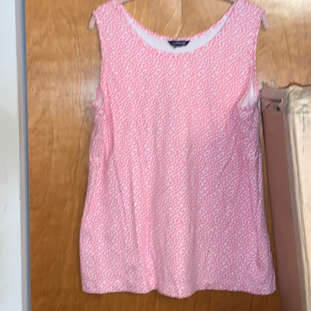 Land’s End pink petal print cotton tank top, size XXL